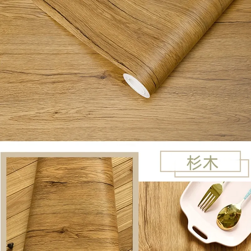 Autocollant bois effet grain en PVC imperméable et auto-adhésif, à décorer soi-même pour la rénovation de meubles et la décoration murale 28
