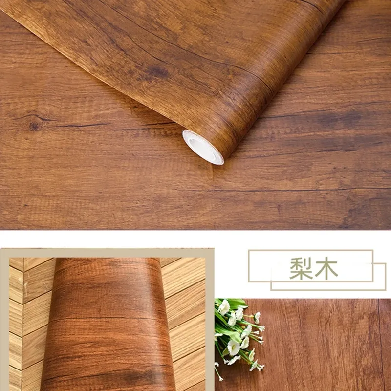 Autocollant bois effet grain en PVC imperméable et auto-adhésif, à décorer soi-même pour la rénovation de meubles et la décoration murale 29