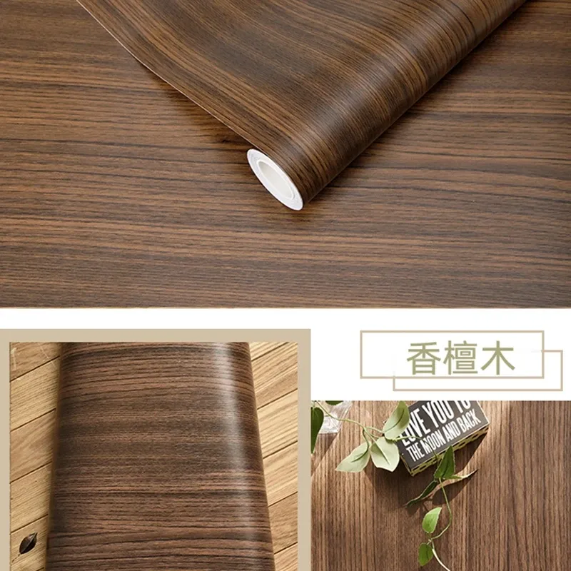 Autocollant bois effet grain en PVC imperméable et auto-adhésif, à décorer soi-même pour la rénovation de meubles et la décoration murale 19
