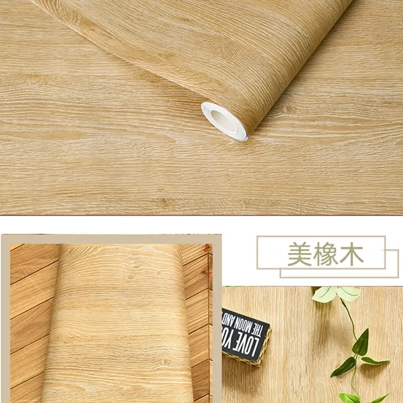 Autocollant bois effet grain en PVC imperméable et auto-adhésif, à décorer soi-même pour la rénovation de meubles et la décoration murale 21