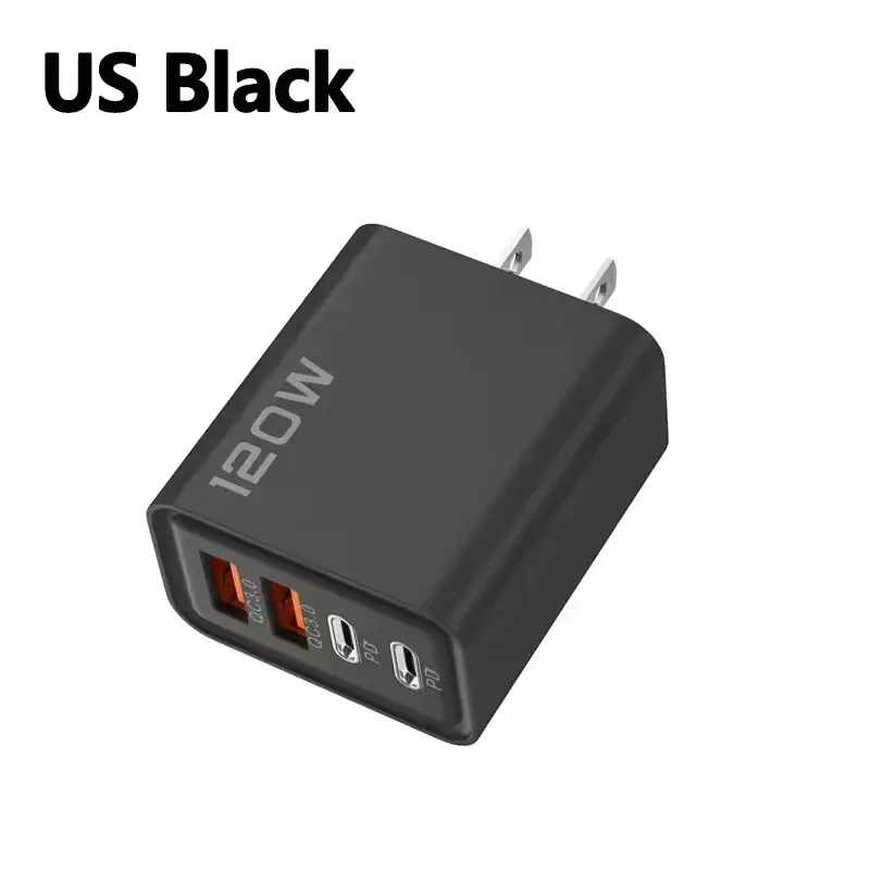 Chargeur USB-C PD 120 W à 4 ports, charge rapide 3.0, compatible iPhone, Samsung, Xiaomi et Huawei 12