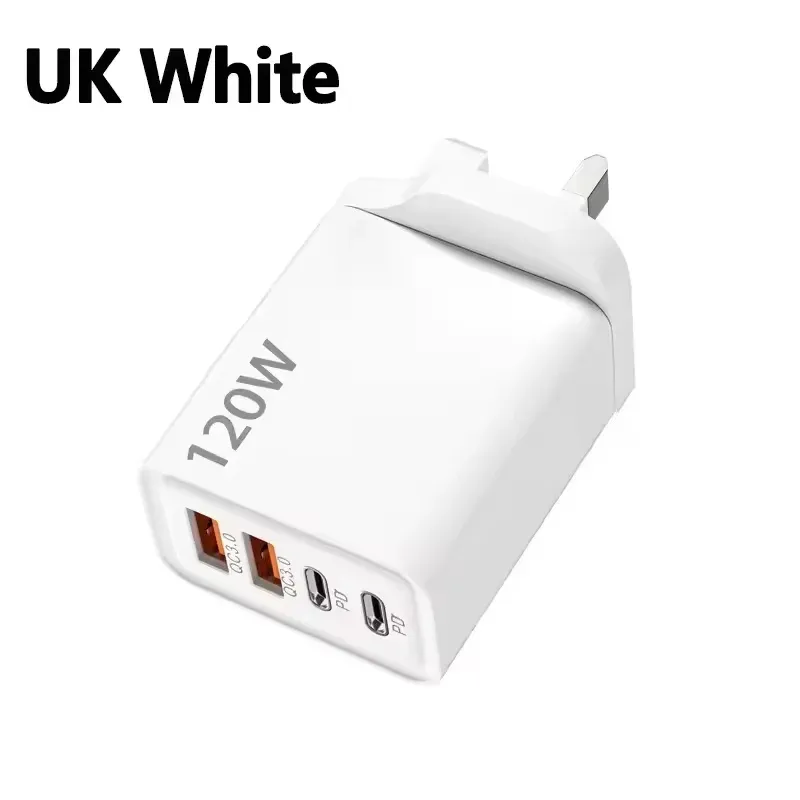 Chargeur USB-C PD 120 W à 4 ports, charge rapide 3.0, compatible iPhone, Samsung, Xiaomi et Huawei 10