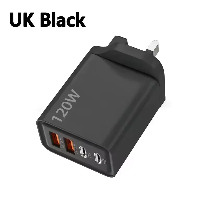 Chargeur USB-C PD 120 W à 4 ports, charge rapide 3.0, compatible iPhone, Samsung, Xiaomi et Huawei 7