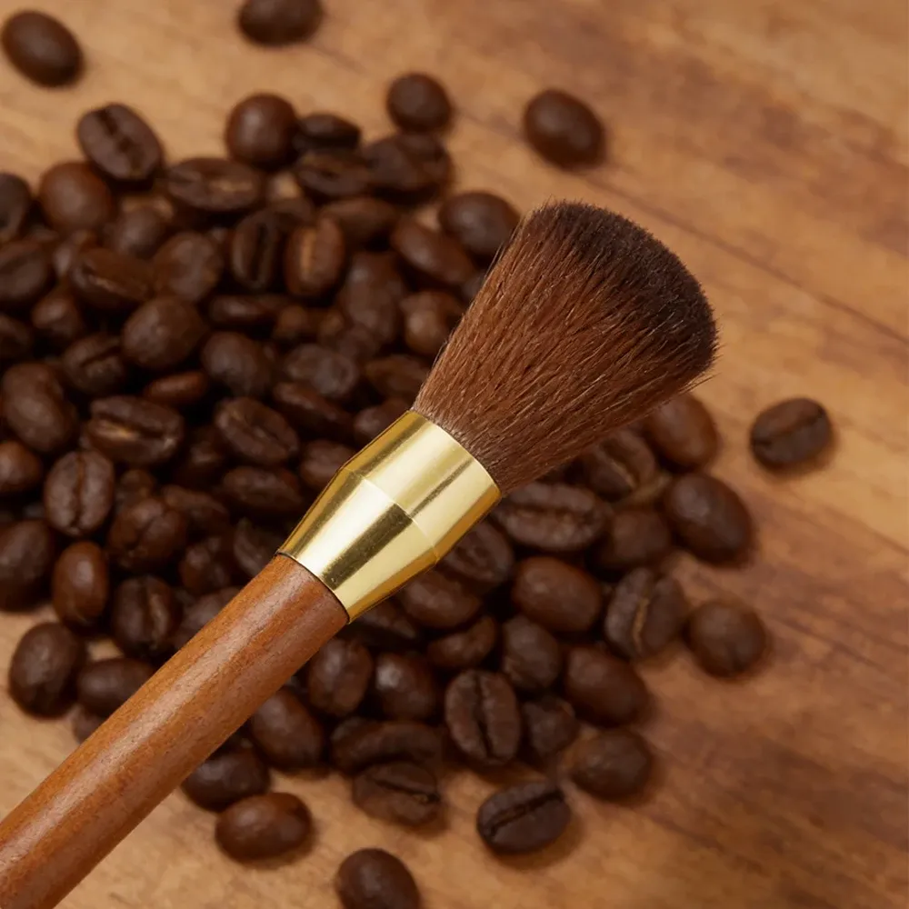 Brosse de nettoyage à manche en bois pour moulin et machine à café 2