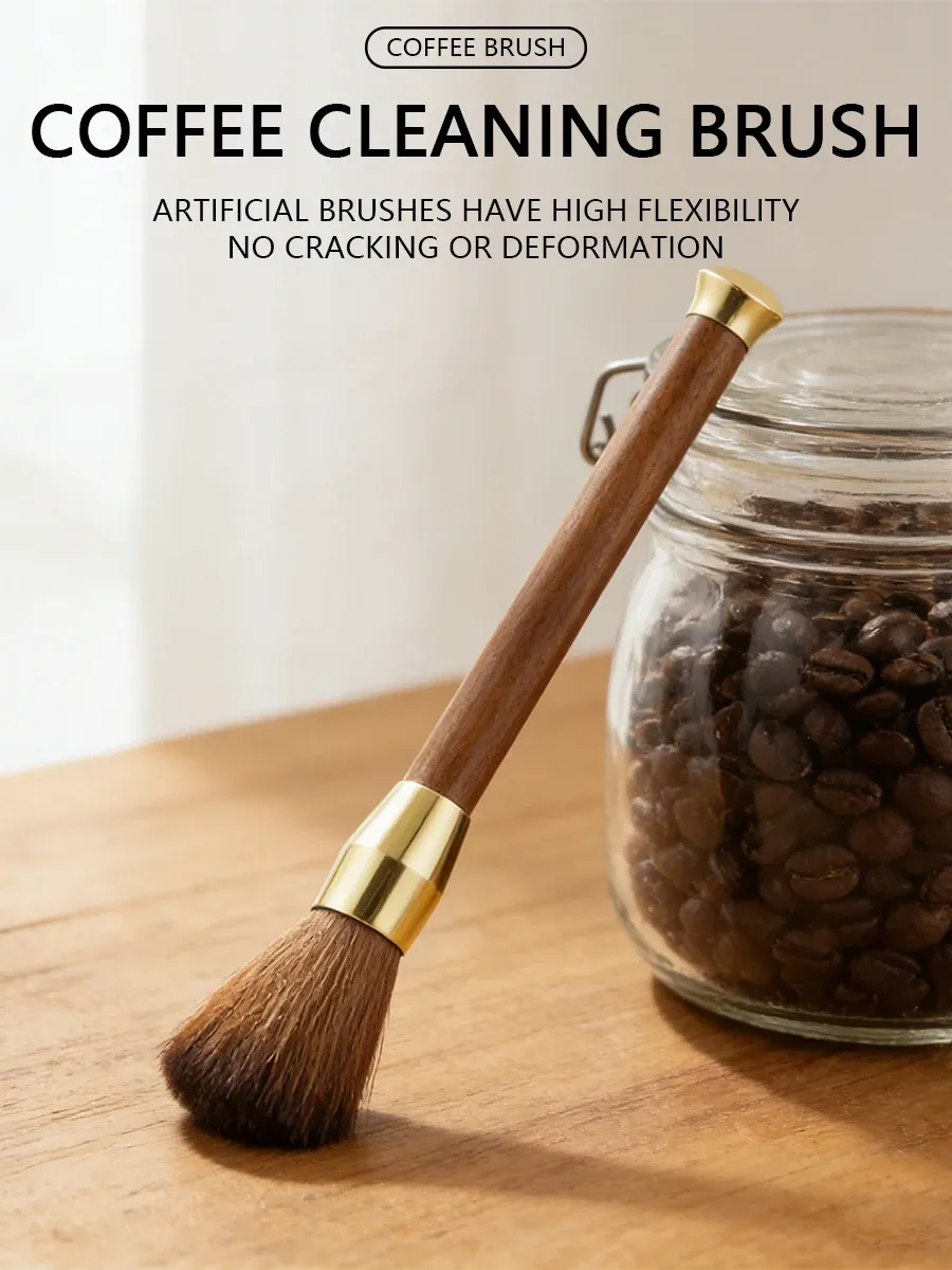 Brosse de nettoyage pour moulin à café à manche en bois
