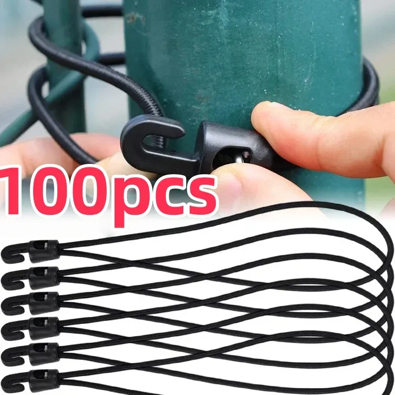 Cordon élastique avec crochets pour bâche de camping, lot de 10, 50 ou 100 pièces