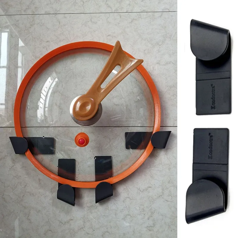 Support de couvercle de casserole auto-adhésif, lot de 6 ou 12, sans perçage, support de rangement en plastique pour cuisine 3
