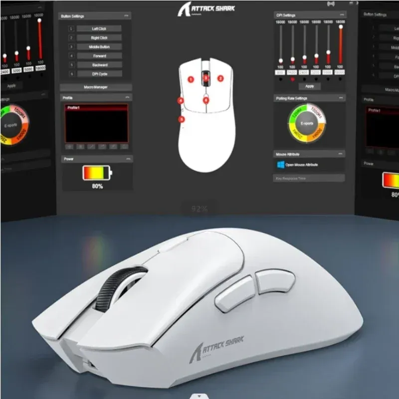 Souris de jeu sans fil Attack Shark R1, capteur PAW3311, 18 000 DPI, 1 kHz, Bluetooth, avec tapis de souris 4