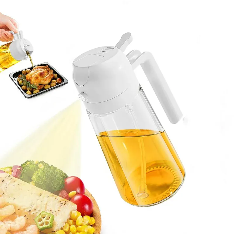 Bouteille pulvérisateur et verseur 2-en-1 de 500 ml pour cuisine et barbecue, pour huile d'olive, vinaigre et sauce soja 12