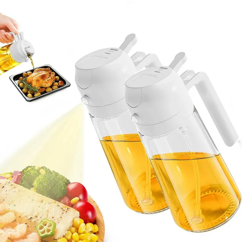 Bouteille pulvérisateur et verseur 2-en-1 de 500 ml pour cuisine et barbecue, pour huile d'olive, vinaigre et sauce soja 11