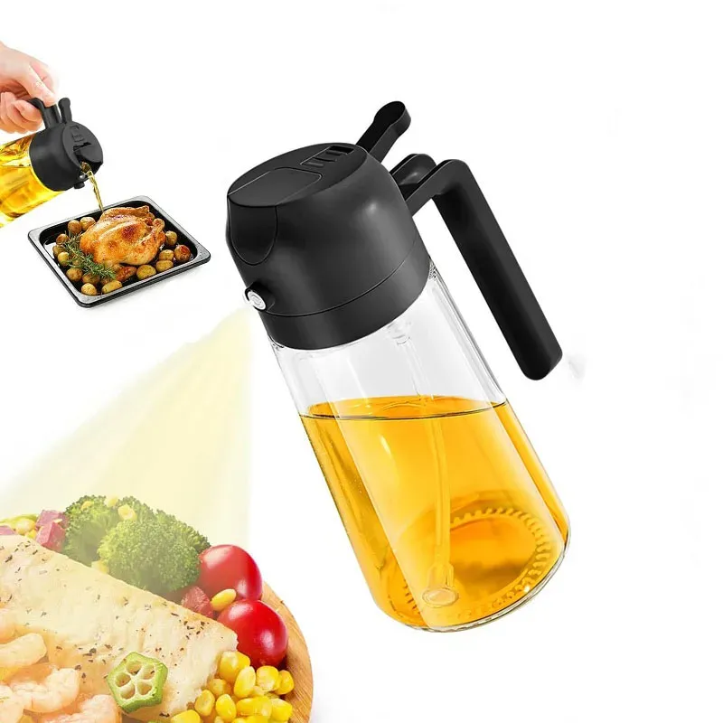 Bouteille pulvérisateur et verseur 2-en-1 de 500 ml pour cuisine et barbecue, pour huile d'olive, vinaigre et sauce soja 10