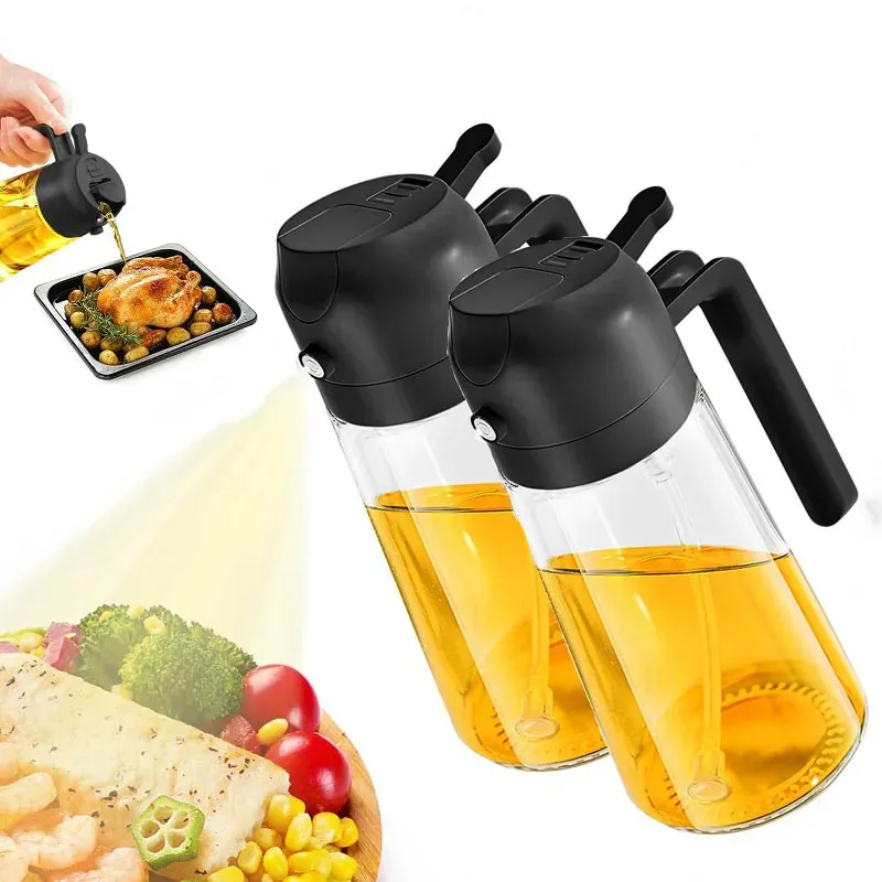 Bouteille pulvérisateur et verseur 2-en-1 de 500 ml pour cuisine et barbecue, pour huile d'olive, vinaigre et sauce soja 9