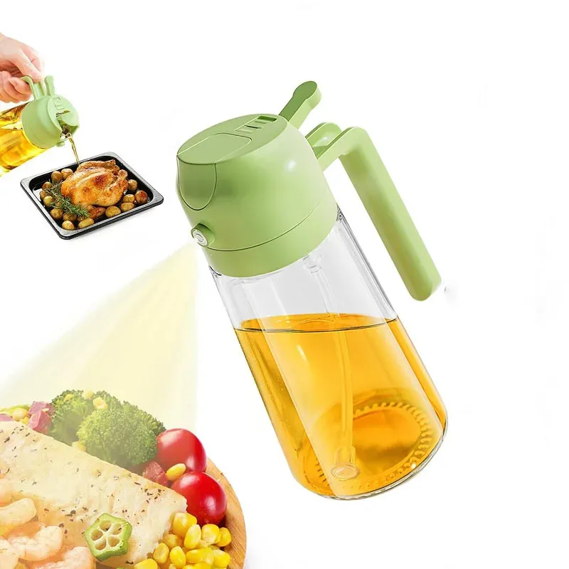 Bouteille pulvérisateur et verseur 2-en-1 de 500 ml pour cuisine et barbecue, pour huile d'olive, vinaigre et sauce soja 8