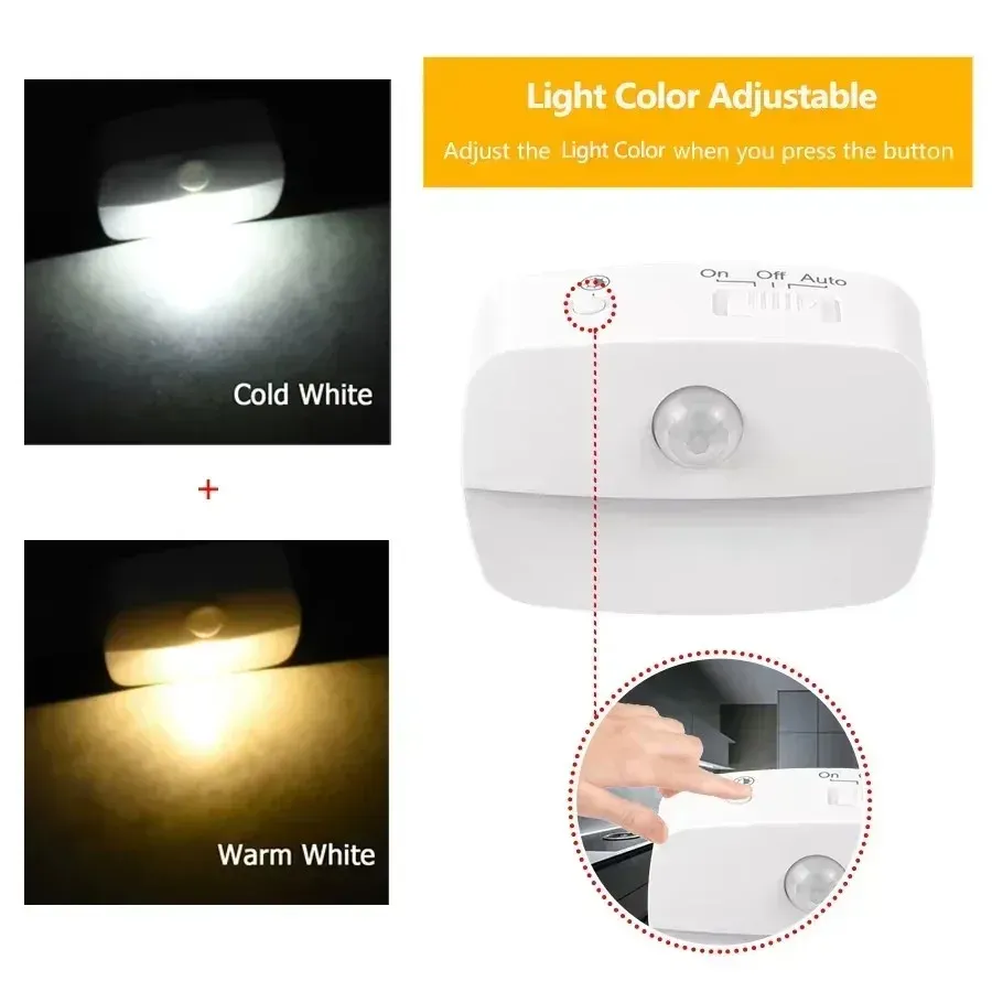 Lot de 1, 2 ou 4 veilleuses LED à capteur de mouvement, prise US/EU, 110-220V 2
