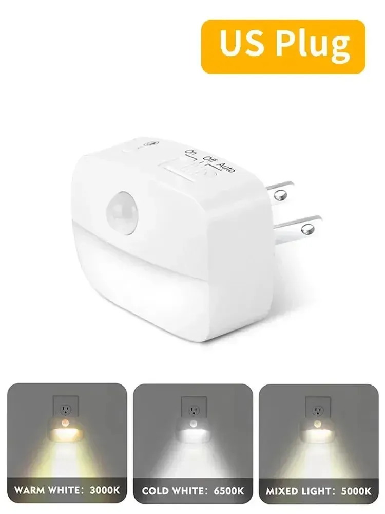 Lot de 1, 2 ou 4 veilleuses LED à capteur de mouvement, prise US/EU, 110-220V 8