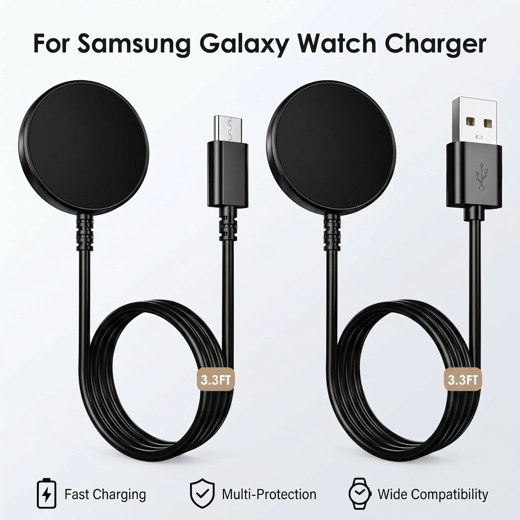 Câble de charge magnétique USB pour Samsung Galaxy Watch, compatible avec Samsung Watch 8, 7, 6, 5, 4, Active, Classic, Ultra