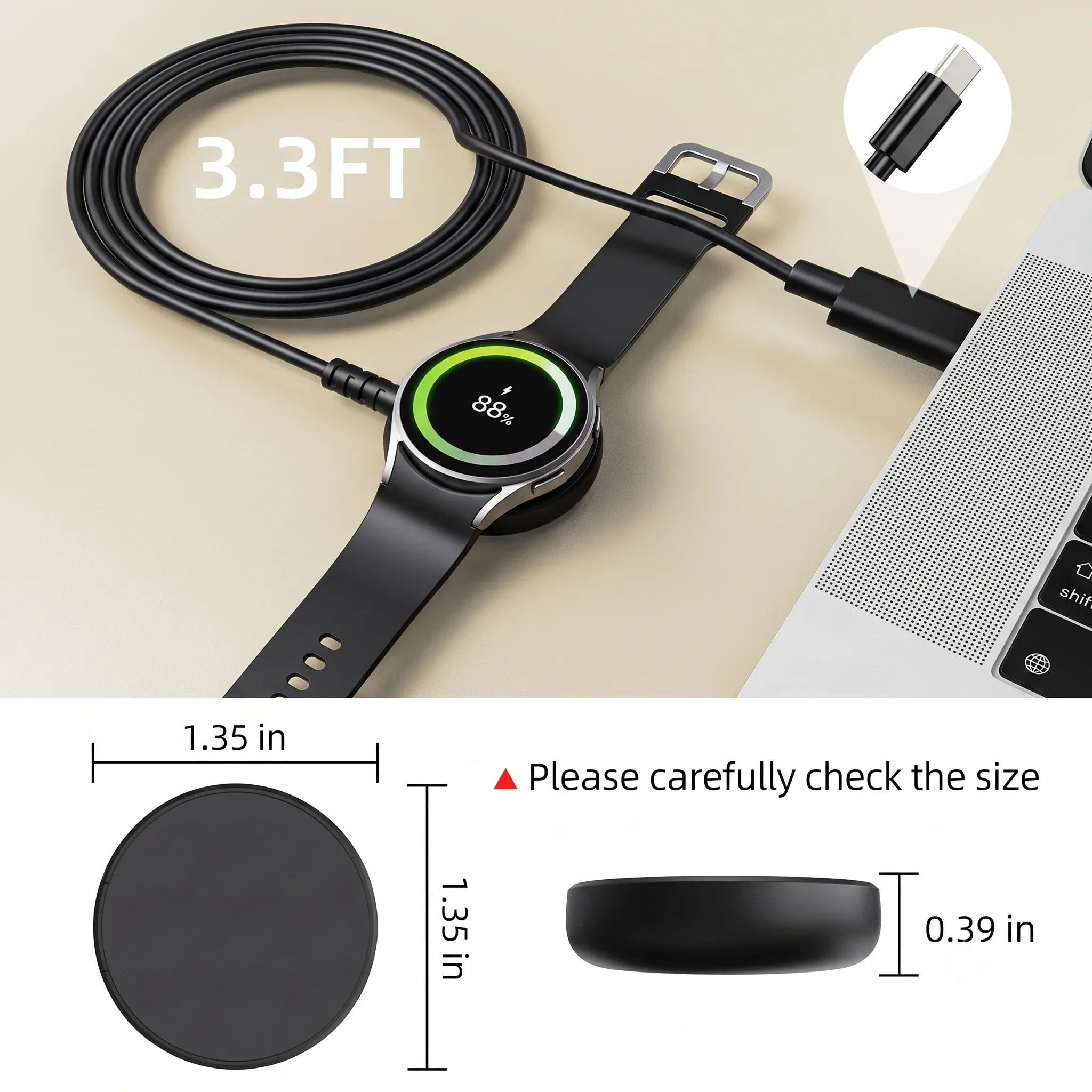 Câble de charge magnétique USB pour Samsung Galaxy Watch, compatible avec Samsung Watch 8, 7, 6, 5, 4, Active, Classic, Ultra 5
