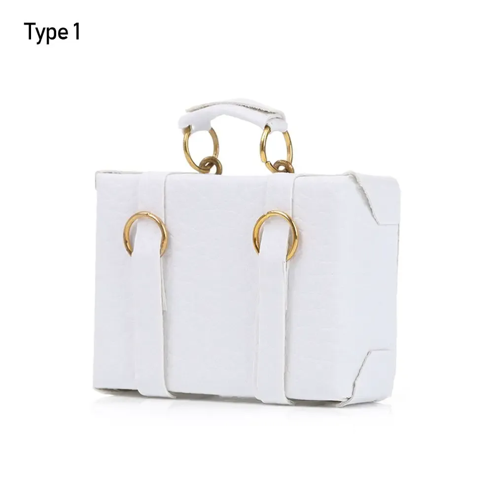 Valise miniature en cuir pour poupée, échelle 1:12, coffre portable vintage en bois 11