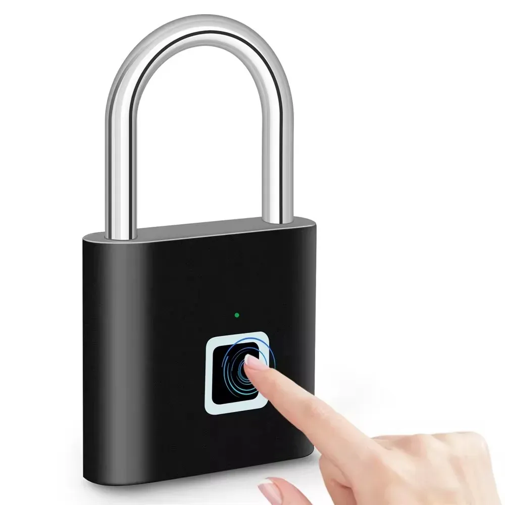Serrure à empreintes digitales KERUI sans clé, rechargeable par USB, cadenas intelligent étanche, serrure de porte à déverrouillage en 0,2 seconde, cadenas portable antivol en zinc 2