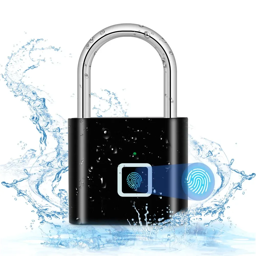 Serrure à empreintes digitales KERUI sans clé, rechargeable par USB, cadenas intelligent étanche, serrure de porte à déverrouillage en 0,2 seconde, cadenas portable antivol en zinc 6