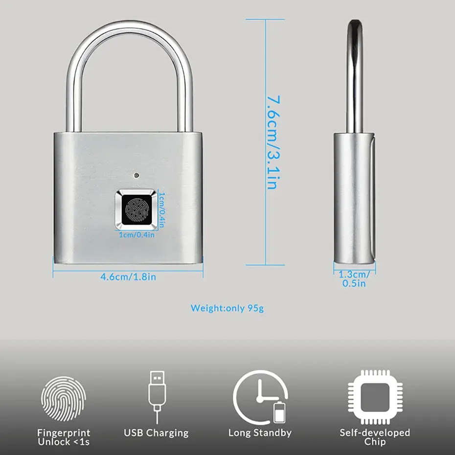 Cadenas à empreinte digitale détaillé