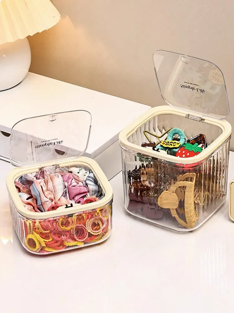 Boîte de rangement transparente pour accessoires capillaires