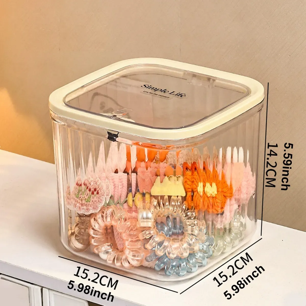 Boîte de rangement pour accessoires capillaires avec couvercle, boîte à bijoux de bureau pour élastiques, bandeaux et pinces à cheveux pour filles 8
