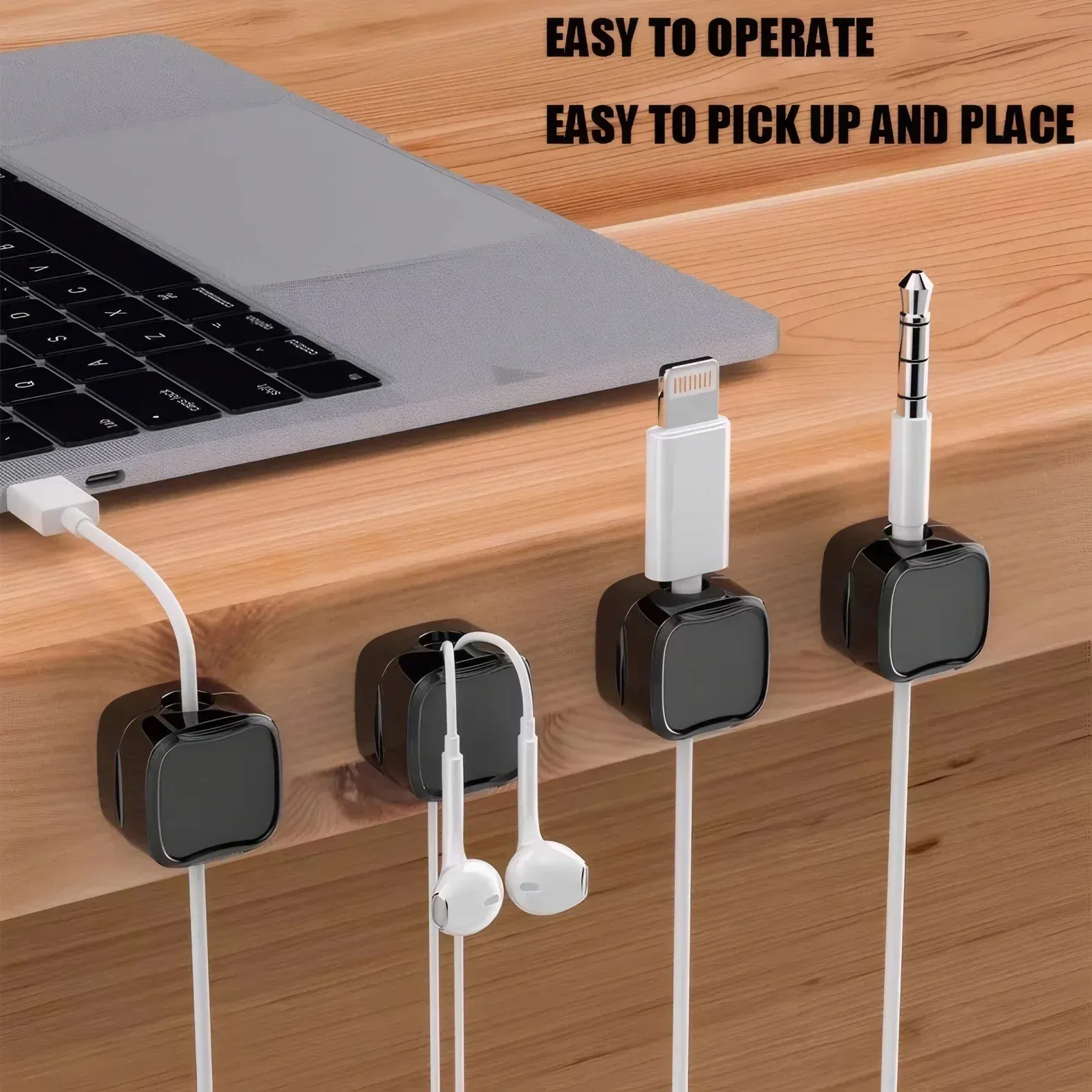Support magnétique auto-adhésif pour câbles, lot de 10, clips de guidage de câble à retrait fluide, support de câble de charge pour voiture, maison et bureau 3