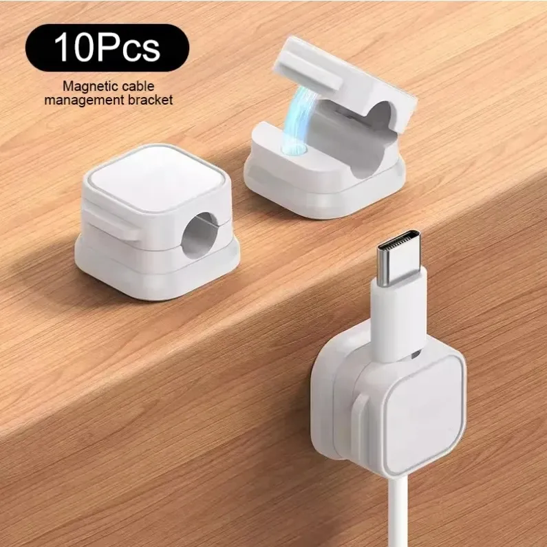 Support magnétique auto-adhésif pour câbles, lot de 10, clips de guidage de câble à retrait fluide, support de câble de charge pour voiture, maison et bureau 8