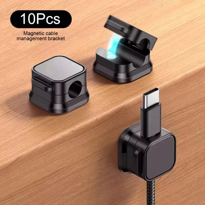 Support magnétique auto-adhésif pour câbles, lot de 10, clips de guidage de câble à retrait fluide, support de câble de charge pour voiture, maison et bureau 7