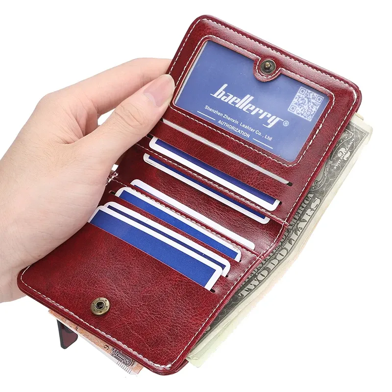 Mini portefeuille en cuir PU pour femme, porte-cartes fin, fermeture éclair 3
