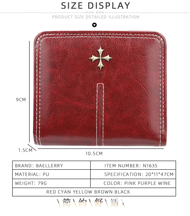 Mini portefeuille en cuir PU pour femme, porte-cartes fin, fermeture éclair 6