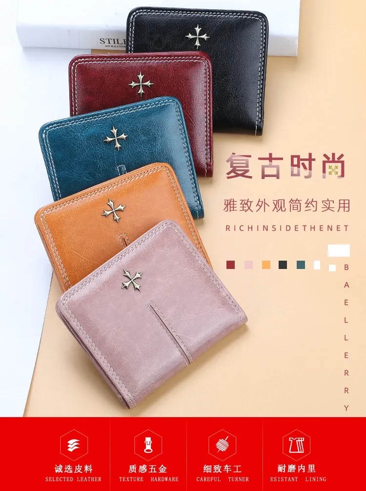 Vue d'ensemble du mini portefeuille en cuir PU pour femme