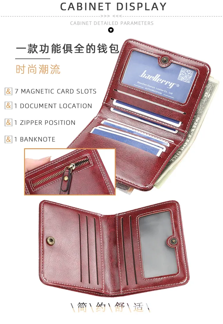 Mini portefeuille femme, zone de fermeture