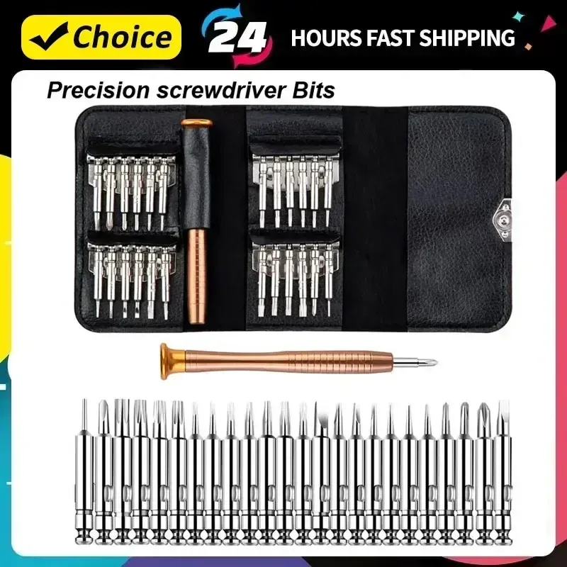 Mini tournevis de précision 25 en 1, kit d'outils de réparation électronique avec embouts Torx pour iPhone, appareil photo, montre, tablette et PC