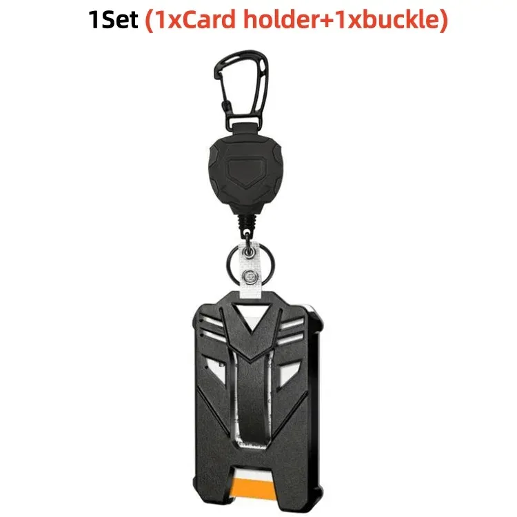 Porte-badge tactique à mousqueton avec enrouleur rétractable, boucle d'alpinisme et accessoires multi-outils 10