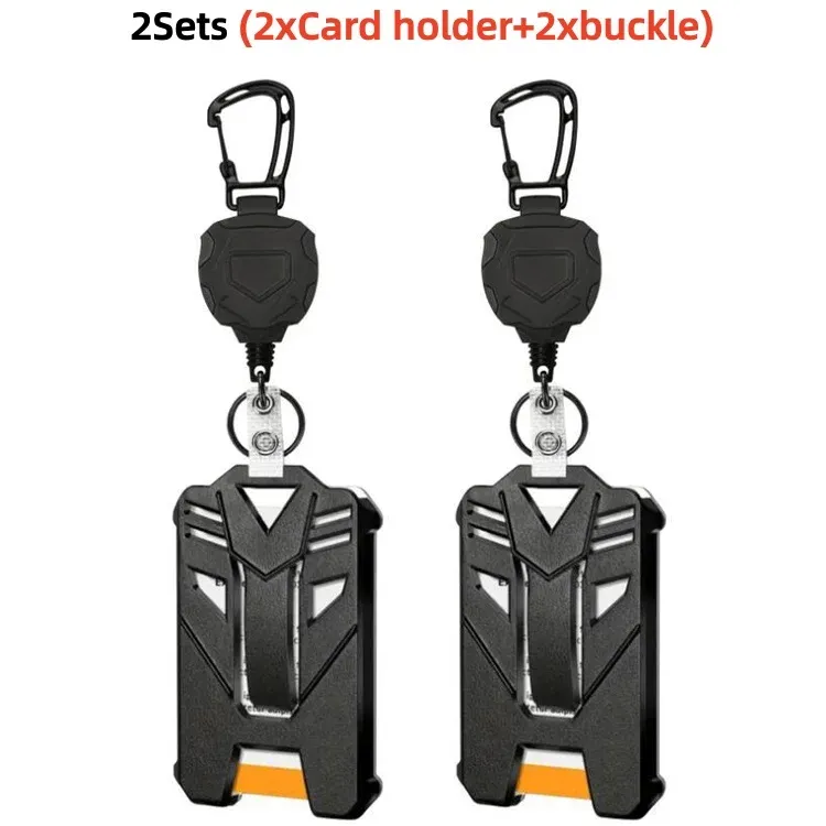 Porte-badge tactique à mousqueton avec enrouleur rétractable, boucle d'alpinisme et accessoires multi-outils 14