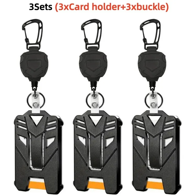 Porte-badge tactique à mousqueton avec enrouleur rétractable, boucle d'alpinisme et accessoires multi-outils 13