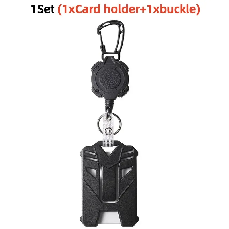 Porte-badge tactique à mousqueton avec enrouleur rétractable, boucle d'alpinisme et accessoires multi-outils 9