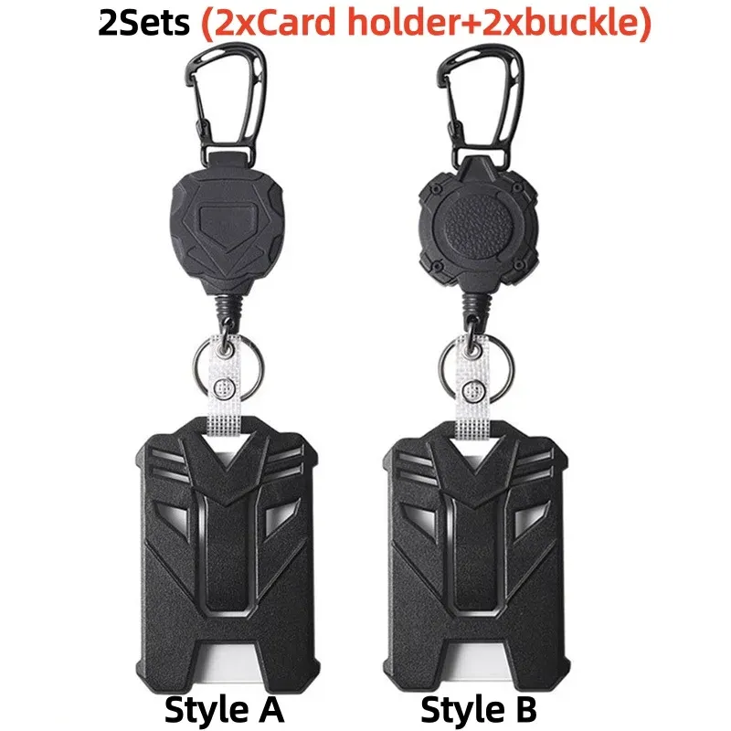 Porte-badge tactique à mousqueton avec enrouleur rétractable, boucle d'alpinisme et accessoires multi-outils 7