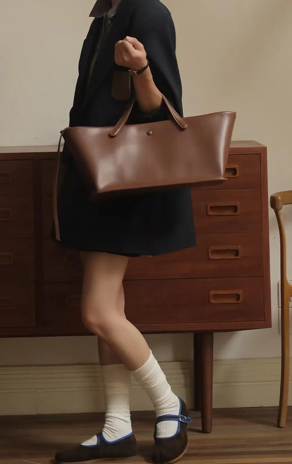 Sac à main fourre-tout, détail de l'ouverture