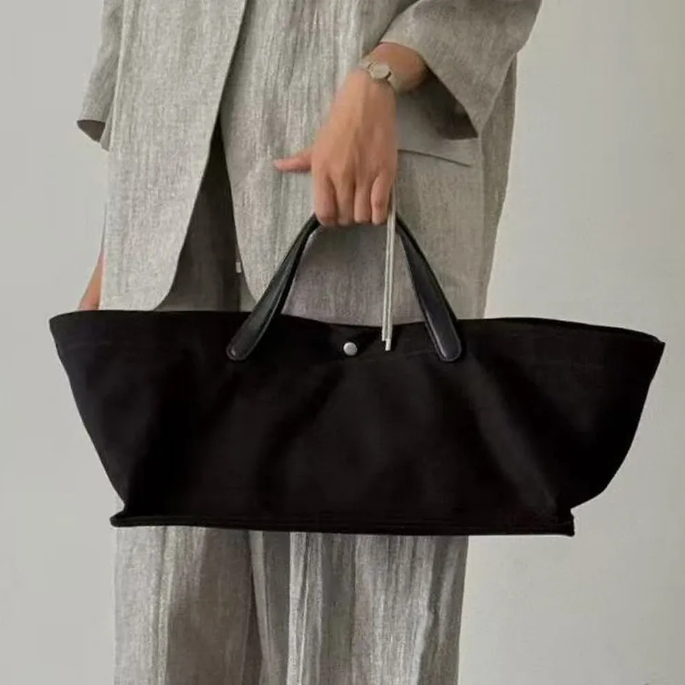 Sac fourre-tout en toile et cuir pour femme, sac porté épaule polyvalent 7