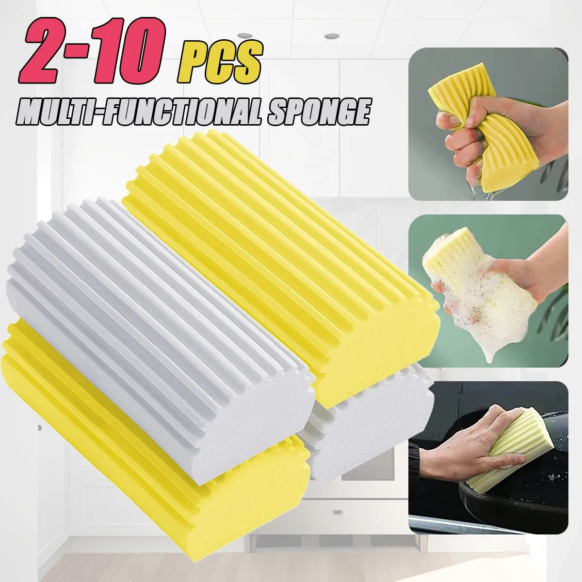 Éponge PVA haute absorption avec brosse multifonction, lot de 2 à 10 pièces - Image 1