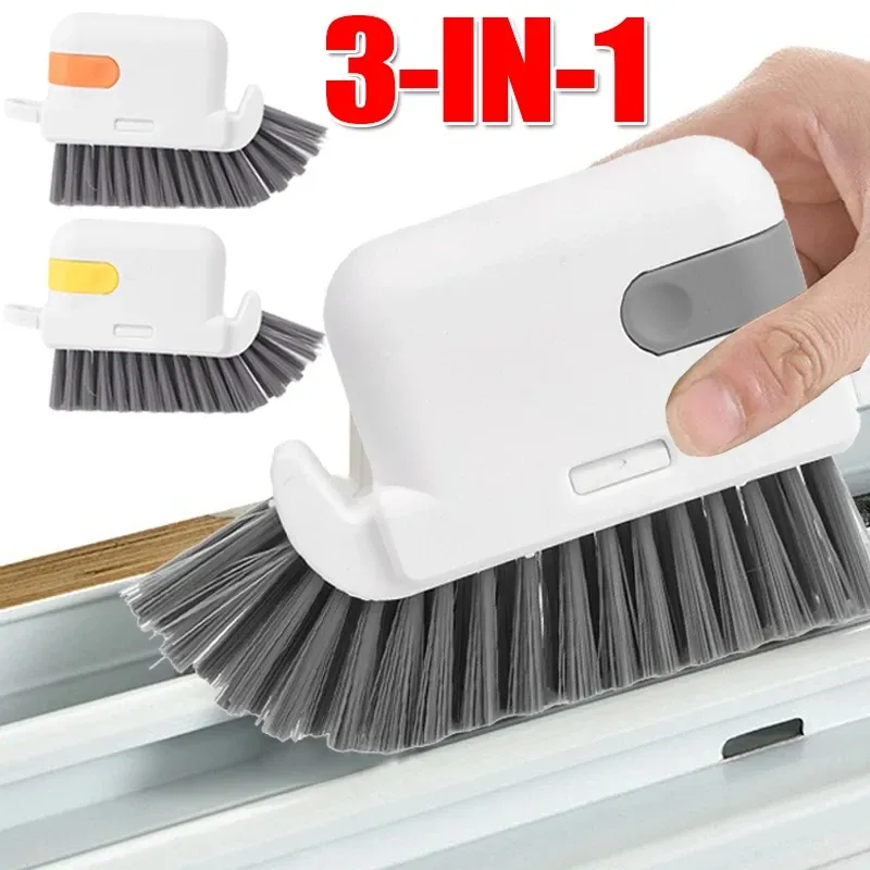Brosse de nettoyage 3 en 1 pour rainures de fenêtre et rails de porte coulissante - Image 1