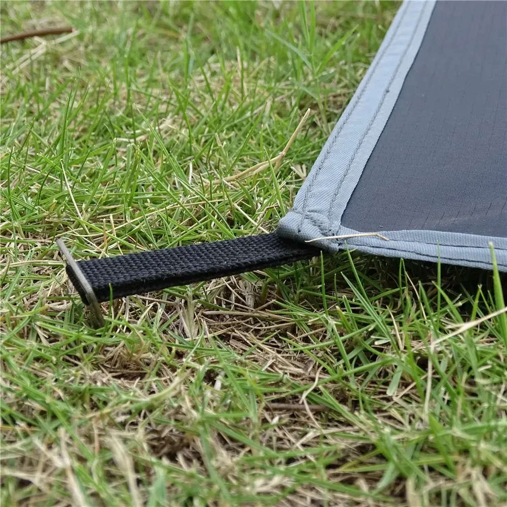 Tapis de camping imperméable avec piquets, tapis de tente, couverture de pique-nique extérieure ultralégère à grande poche portable, tapis de voyage et de plage 4