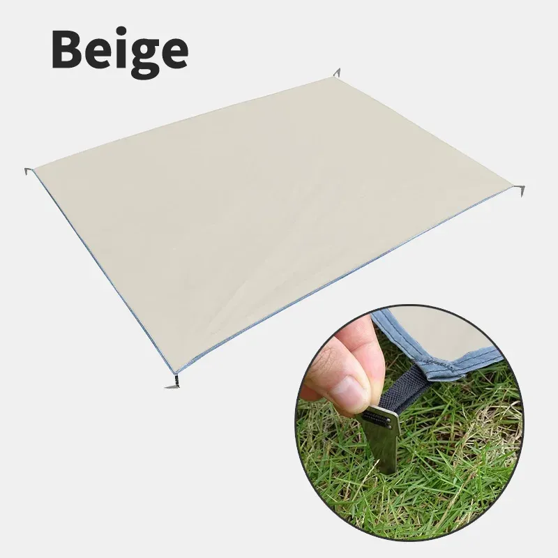 Tapis de camping imperméable avec piquets, tapis de tente, couverture de pique-nique extérieure ultralégère à grande poche portable, tapis de voyage et de plage 7