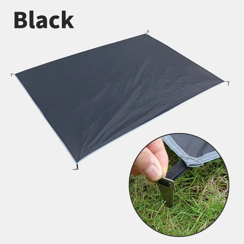 Tapis de camping imperméable avec piquets, tapis de tente, couverture de pique-nique extérieure ultralégère à grande poche portable, tapis de voyage et de plage 9