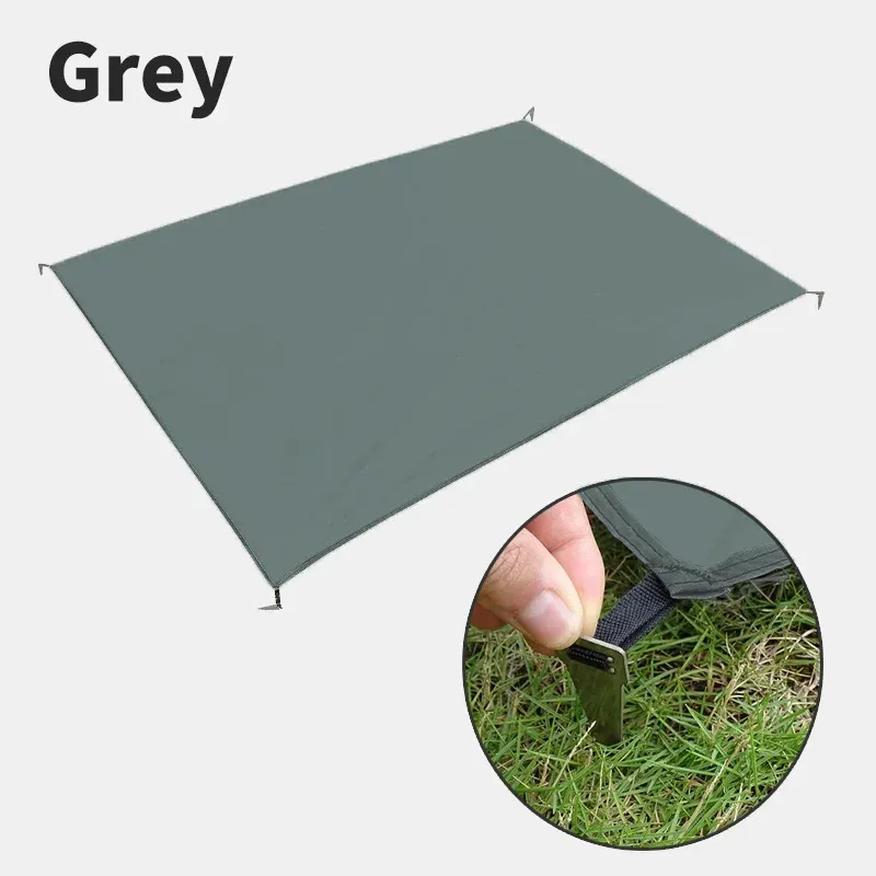 Tapis de camping imperméable avec piquets, tapis de tente, couverture de pique-nique extérieure ultralégère à grande poche portable, tapis de voyage et de plage 10