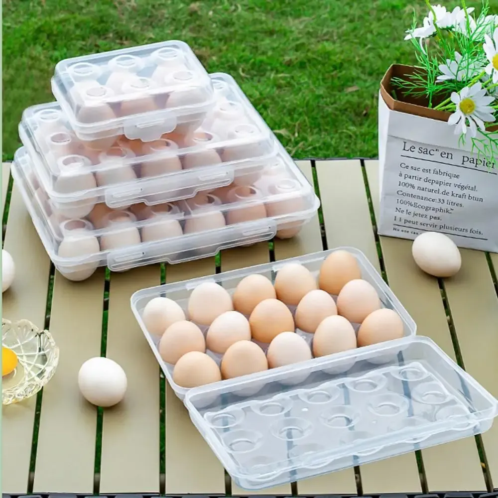 Porte-œufs en plastique, boîte de rangement pour œufs, organisateur d'œufs pour réfrigérateur, plateau à œufs portable avec couvercle pour réfrigérateur, camping et randonnée en plein air 4