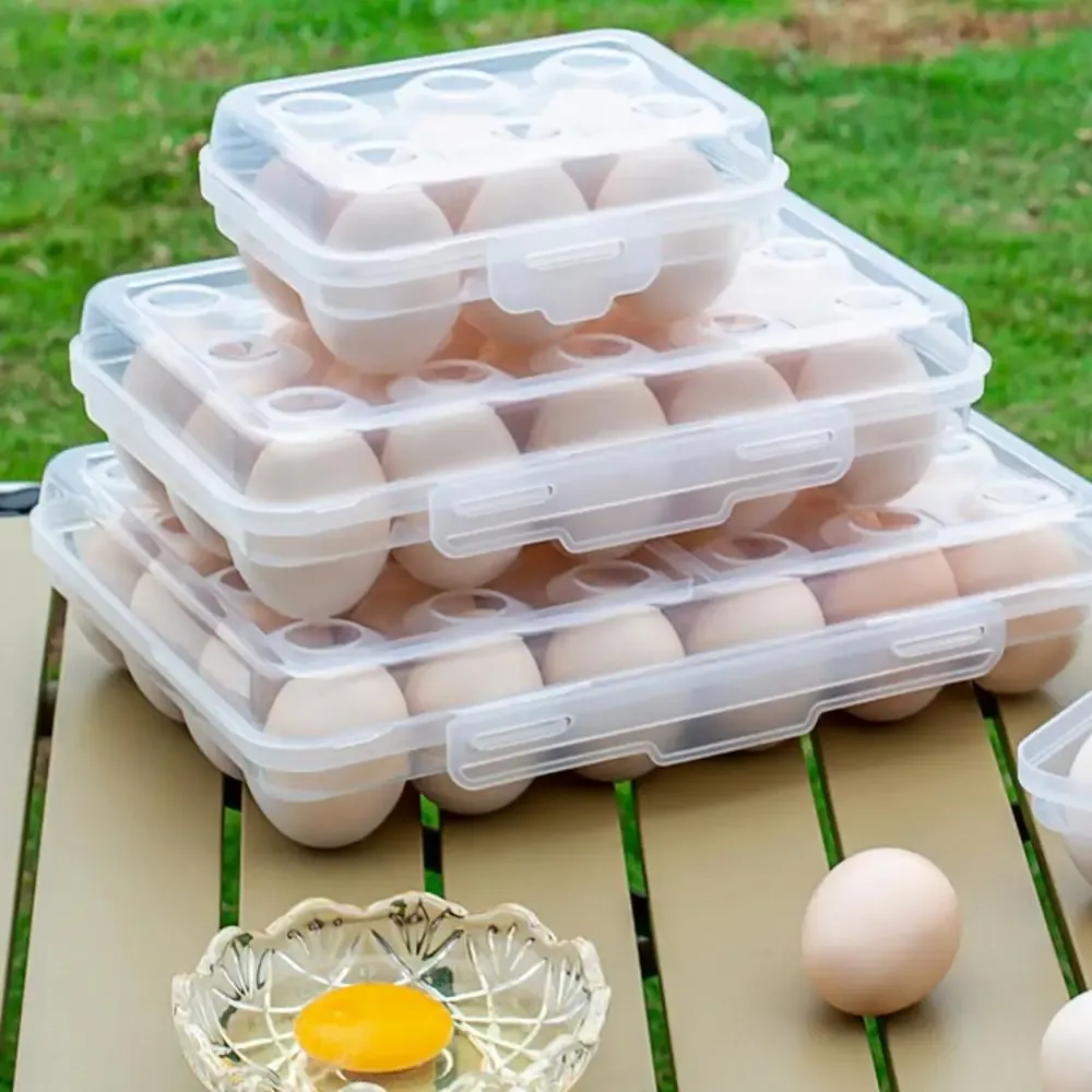 Porte-œufs en plastique, boîte de rangement pour œufs, organisateur d'œufs pour réfrigérateur, plateau à œufs portable avec couvercle pour réfrigérateur, camping et randonnée en plein air 5